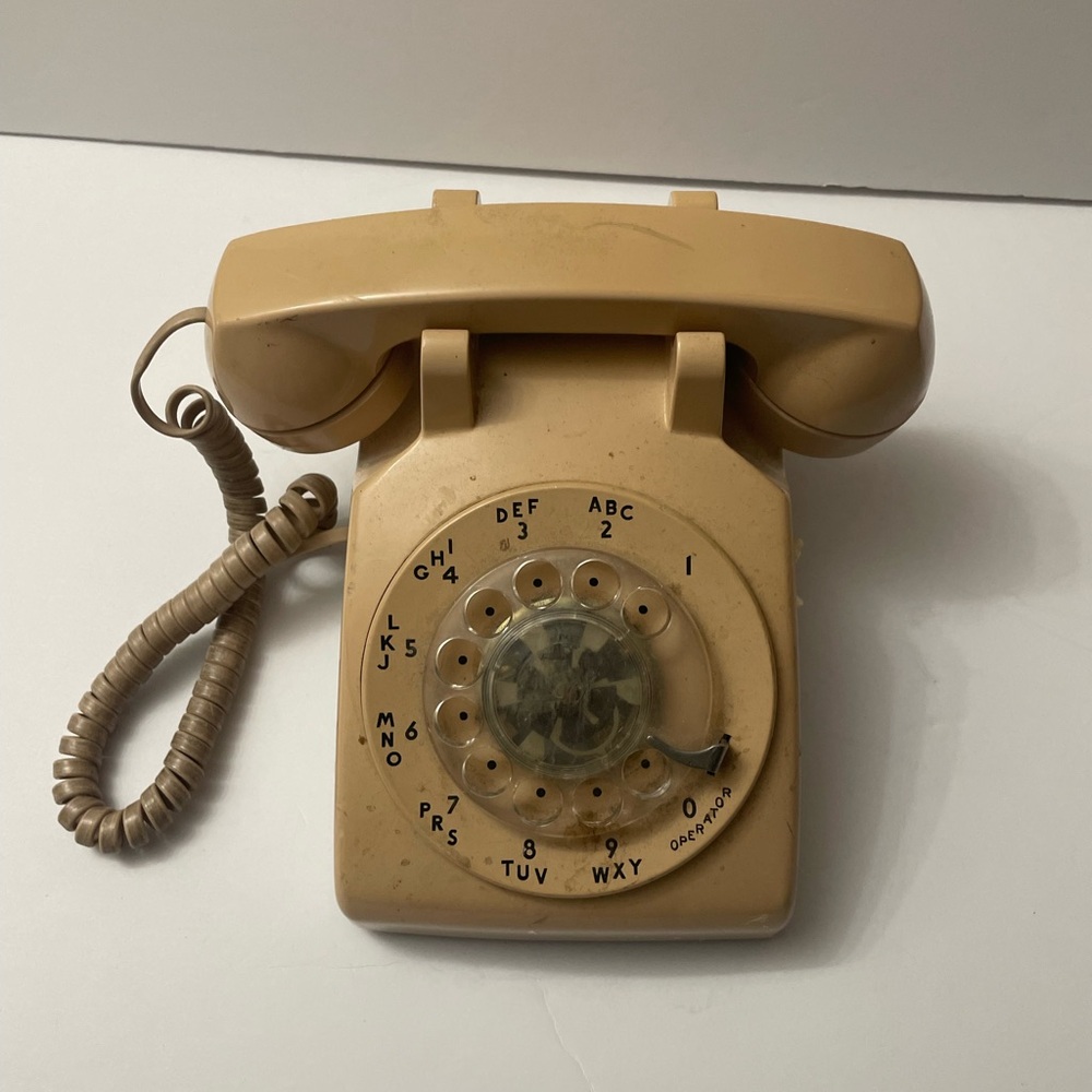 Vintage Rotary Desk Telephone Beige Retro 80s 70s Western Electric Prop Untested